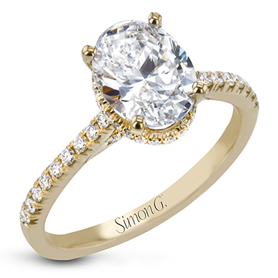 Simon G. Oval Cut Hidden Halo Engagement Ring Setting (0.32CTW)